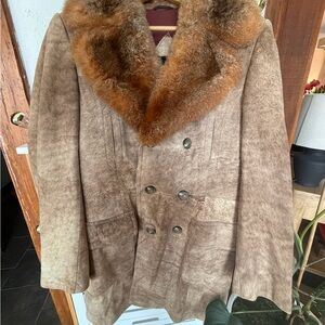 Men's Brown Fur Collar Coat